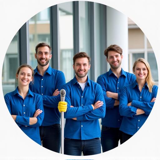 Equipo profesional de limpieza de ventanas